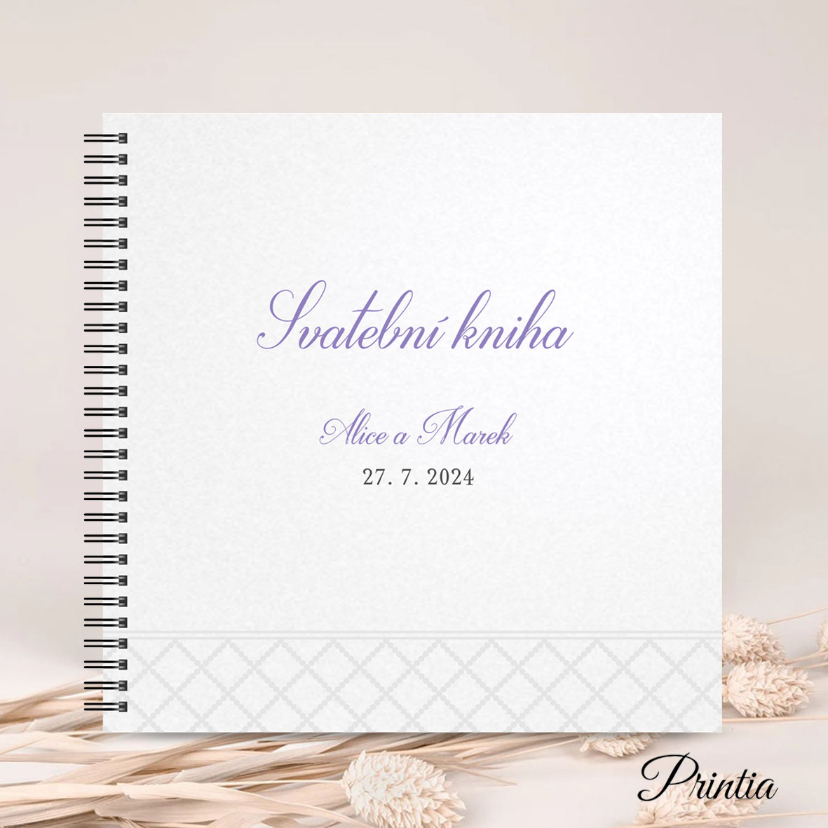 Wedding book with grey ornament