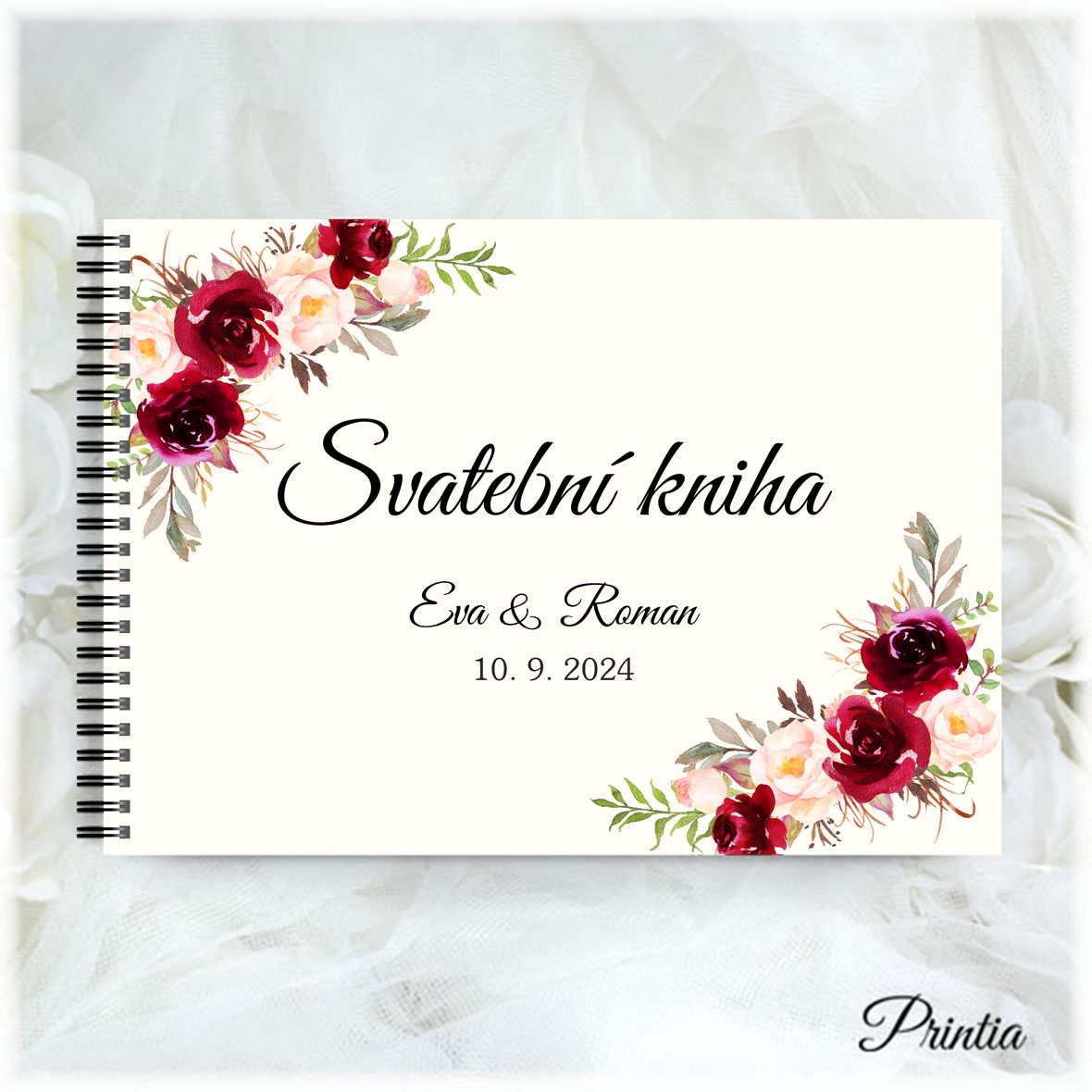 Wedding book with red flowers