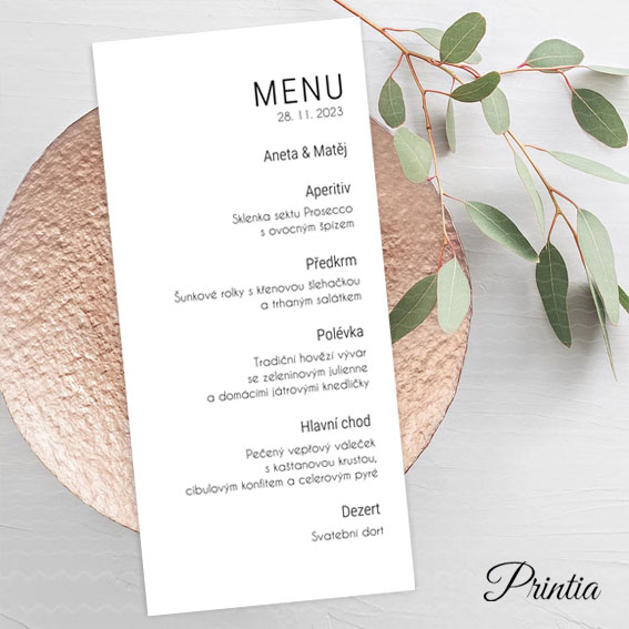 Simple wedding menu