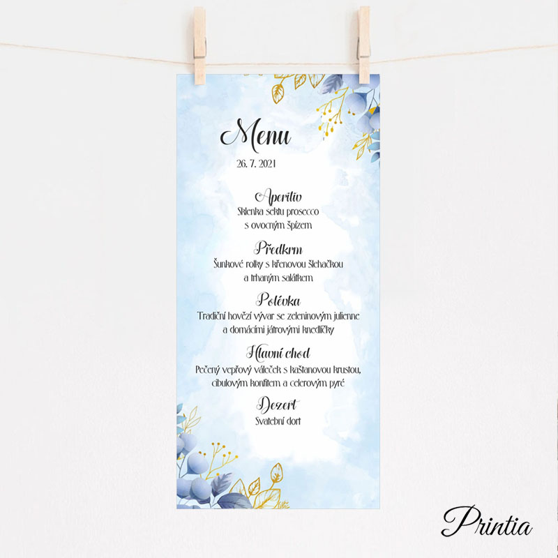 Blue wedding menu