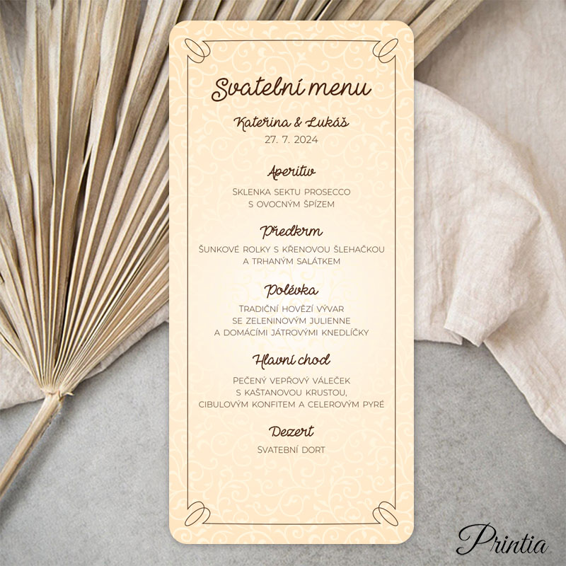 Wedding menu theater theme