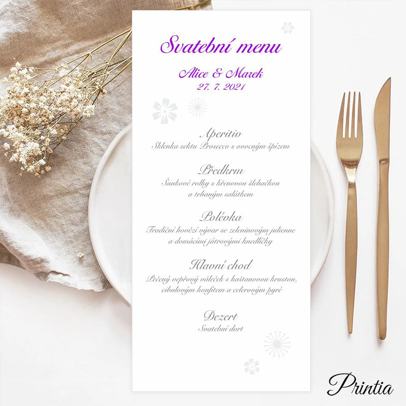 Simple wedding menu
