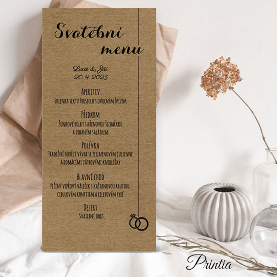 Wedding menu with rings