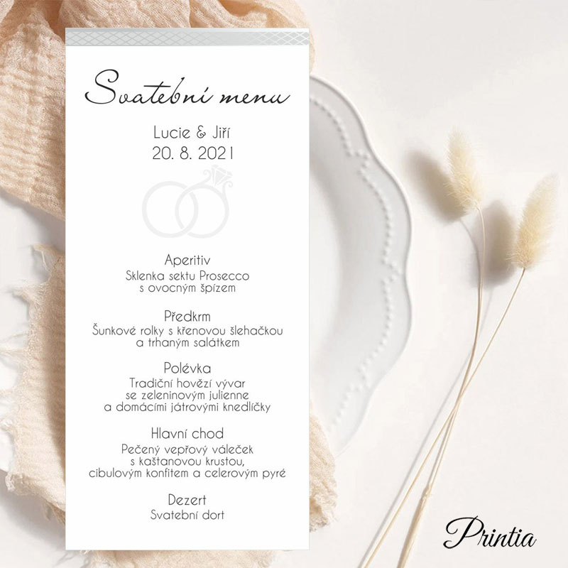 Wedding menu with pearly embossing