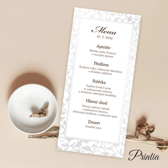Svatební menu s ornamenty