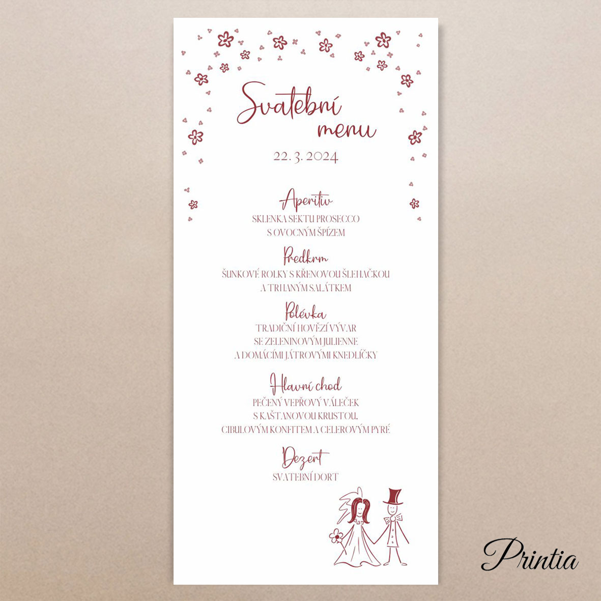 Weding menu bride and groom