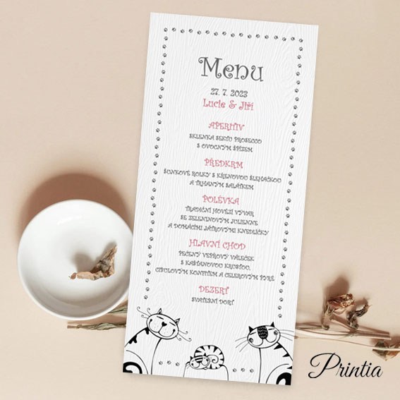 Wedding menu with cats