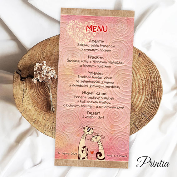 Wedding menu with cats