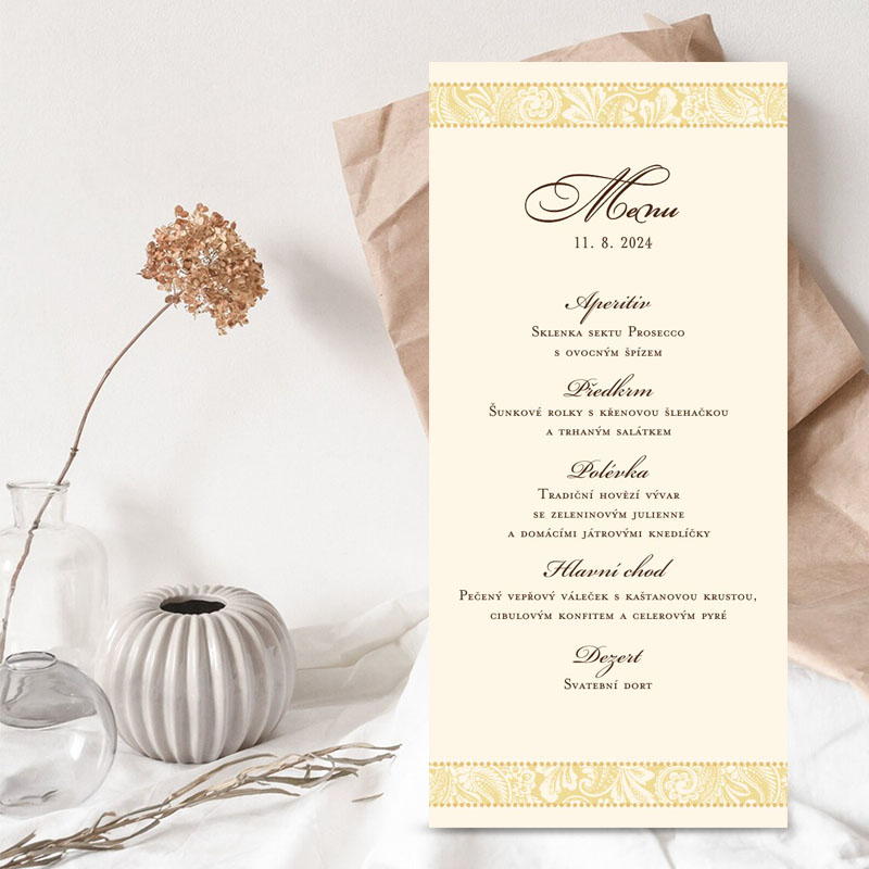 Wedding menu floral ornament