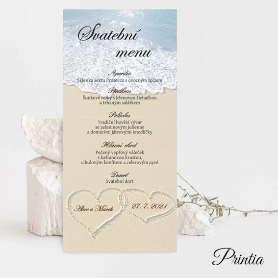 Wedding menu sea and beach