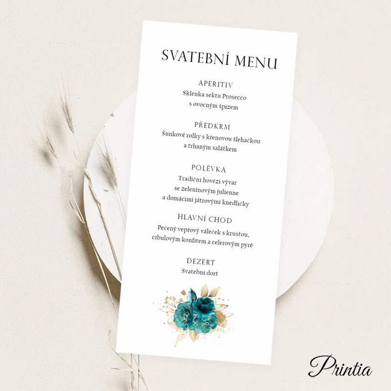 Turquoise wedding menu
