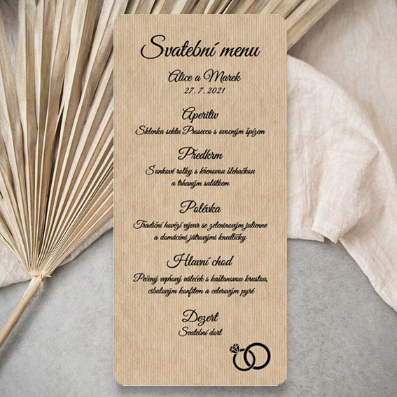 Theatre ticket style wedding menu