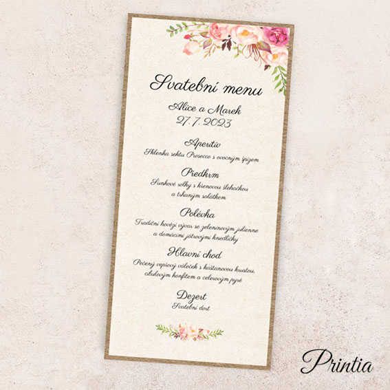 Rustic wedding menu