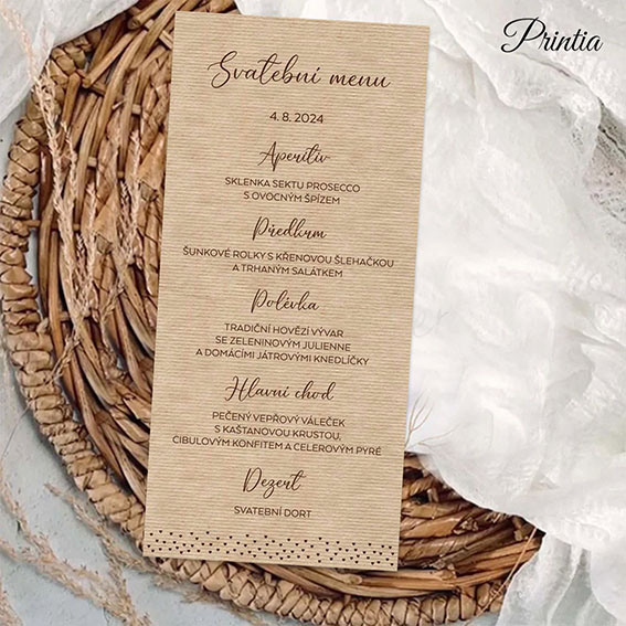 Wedding menu with hearts