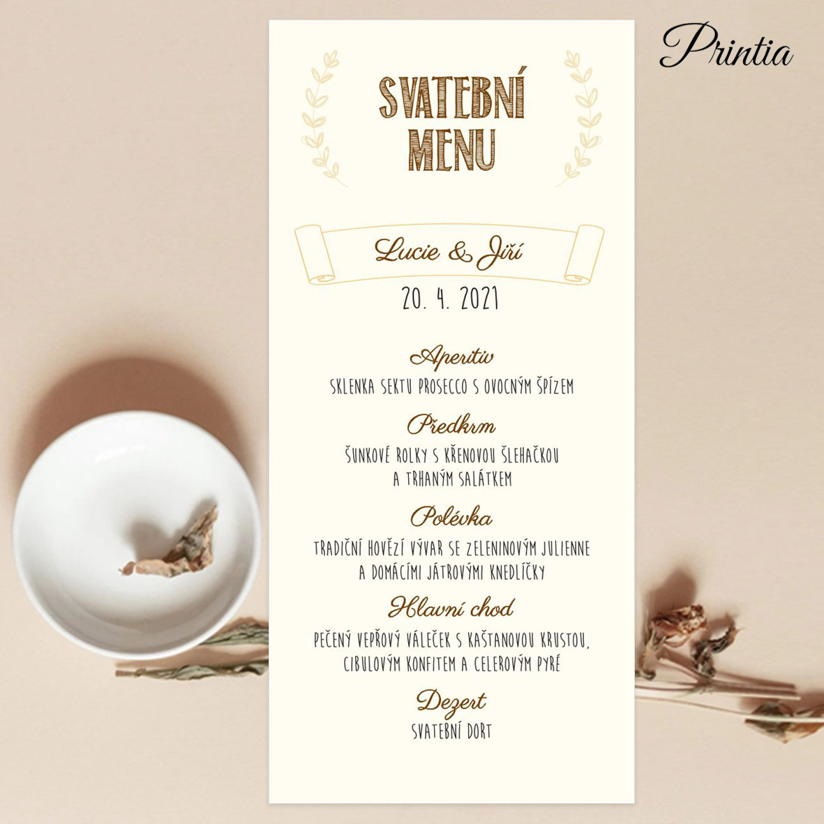 Svatební menu vintage