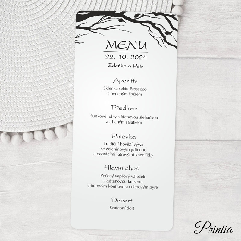 Wedding menu with tree