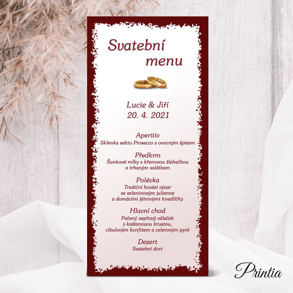 Wedding menu with rings