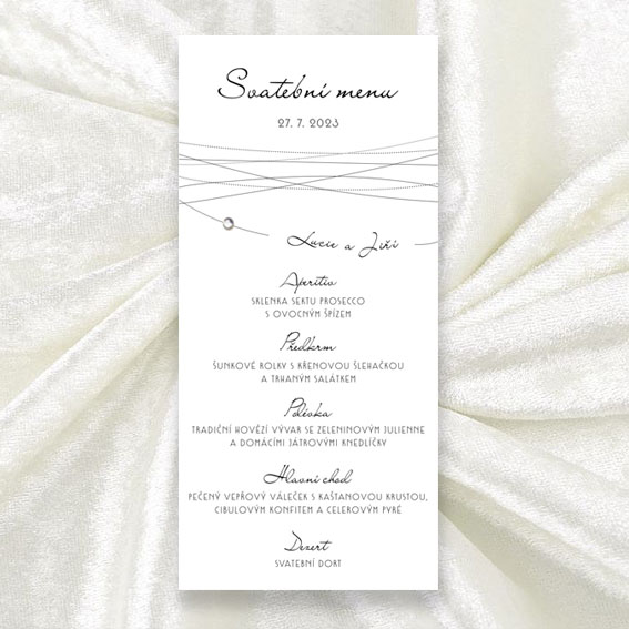 Wedding menu strings with stone