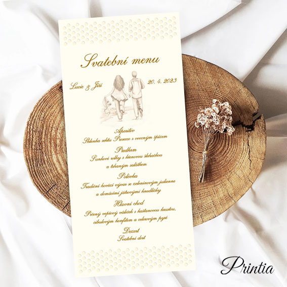 Wedding menu drawn couple