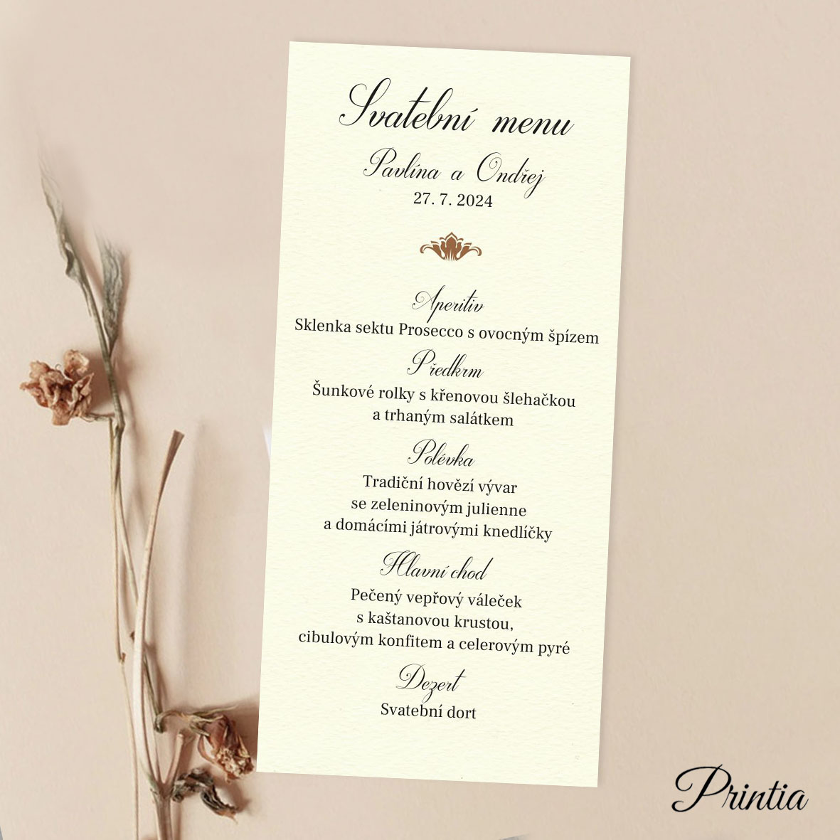 A simple creamy wedding menu