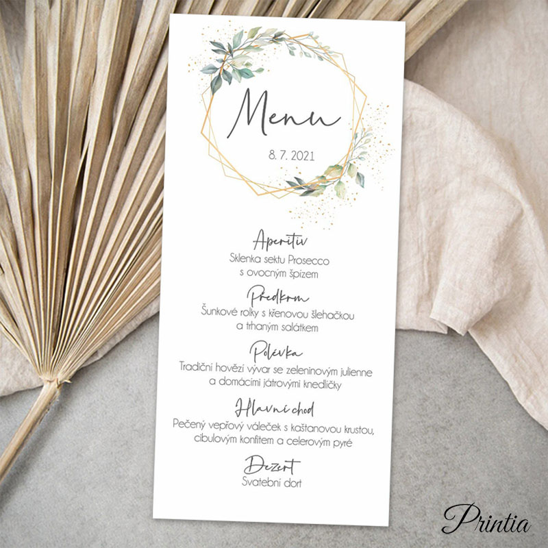 Geometric wedding menu