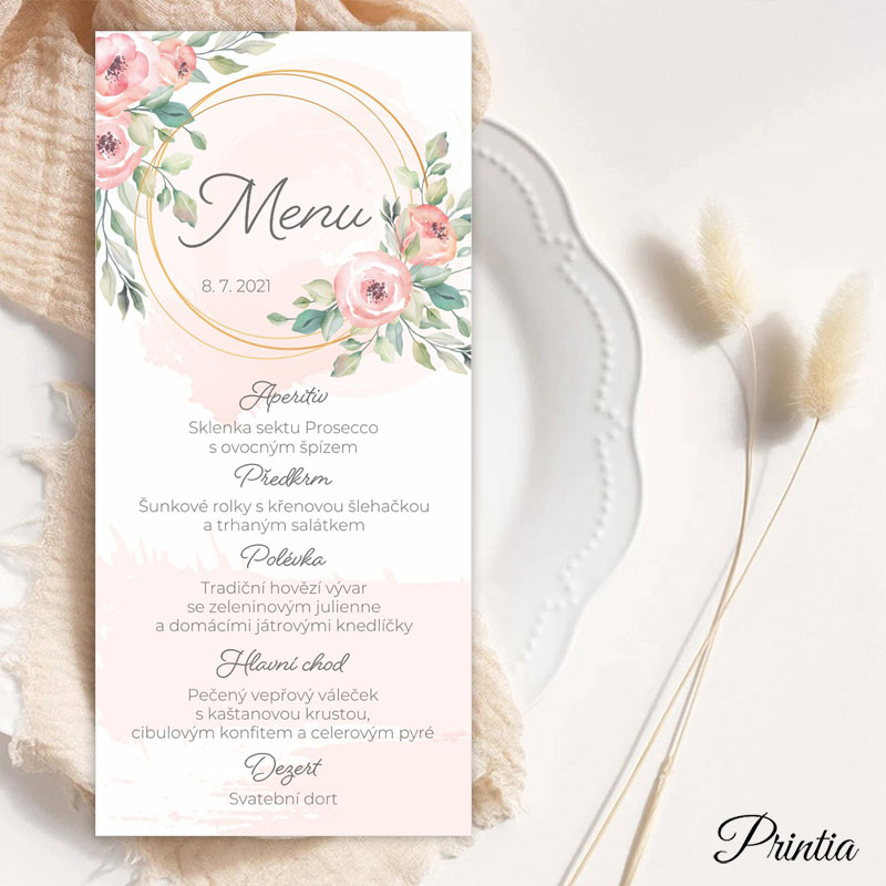 Wedding menu with flowers