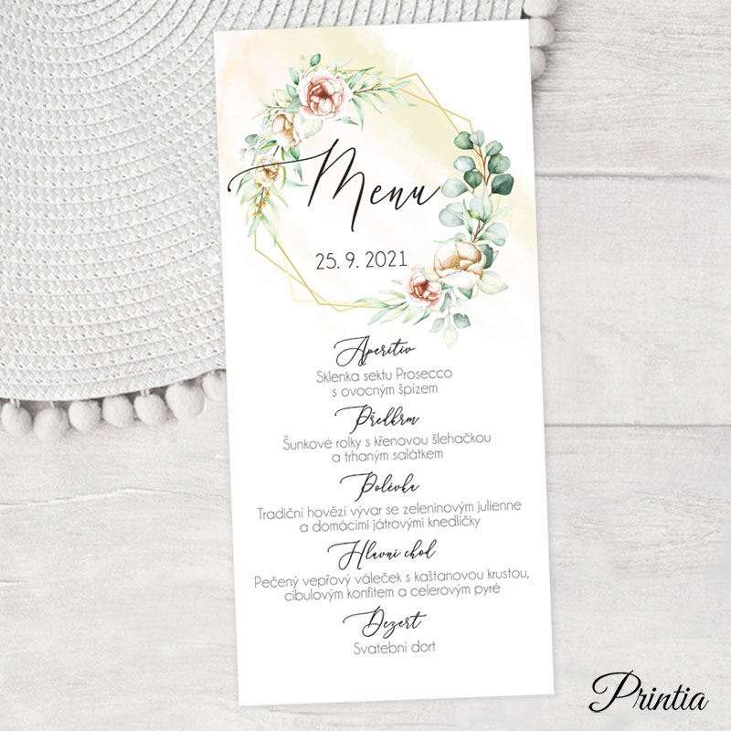 Wedding menu with flowers