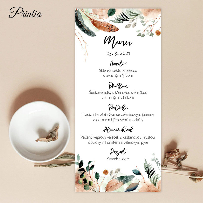 Autumn wedding menu