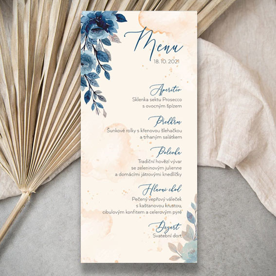 Blue wedding menu