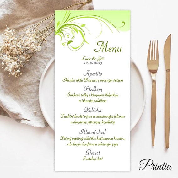 Svadobné menu zelené