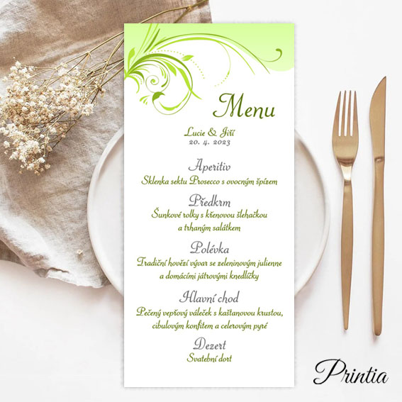 Green wedding menu