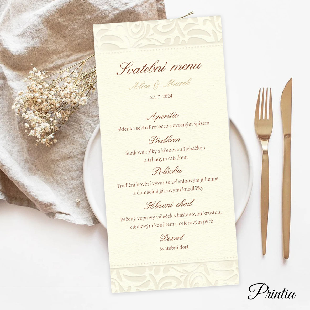 Creamy wedding menu