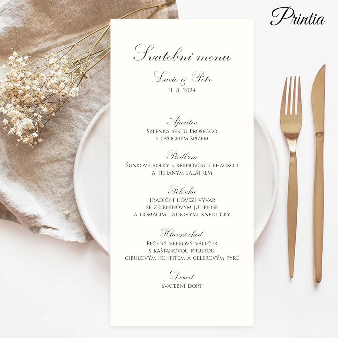 Simple wedding menu