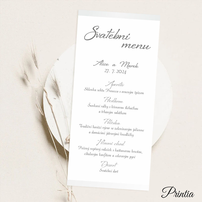 Wedding menu pearly stripes