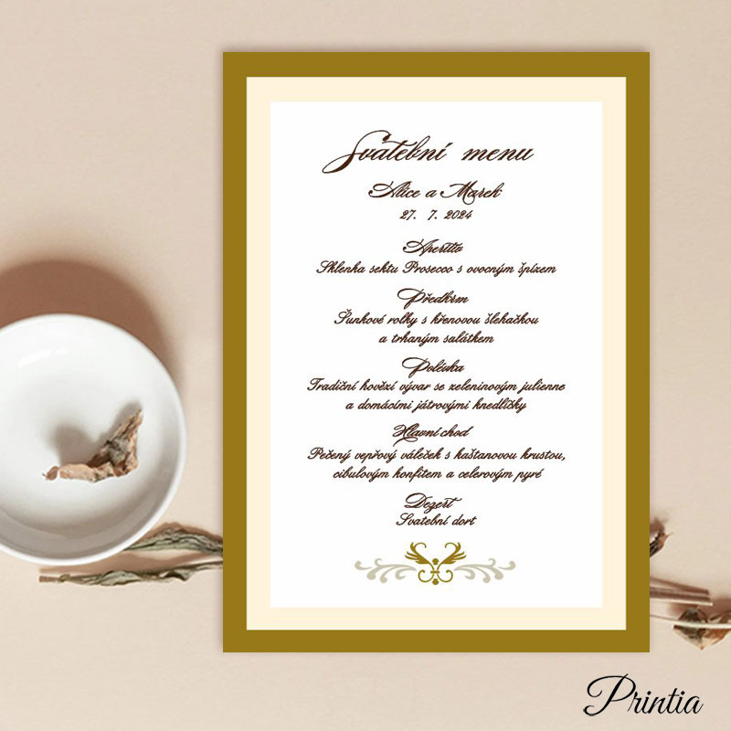 Luxury wedding menu