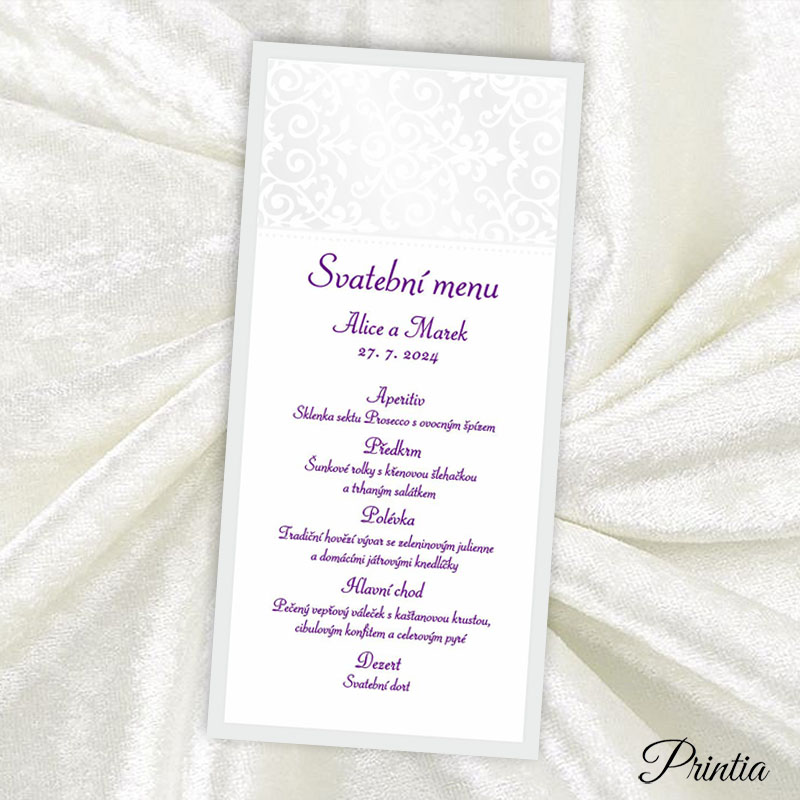 Luxury pearly wedding menu