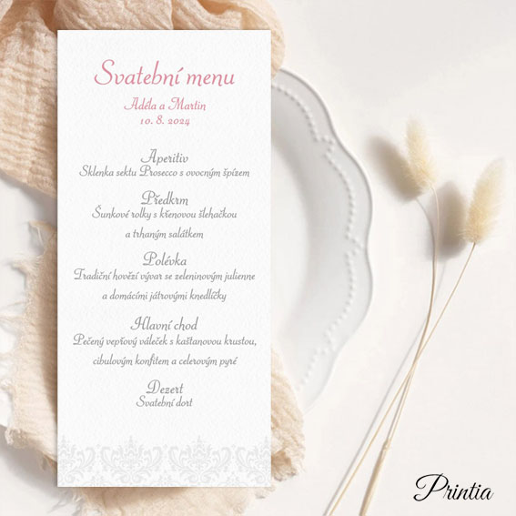 Wedding menu chateau pattern