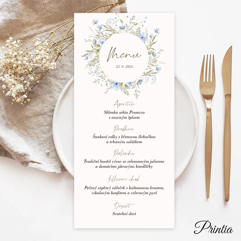 Svatební menu s lučními květy