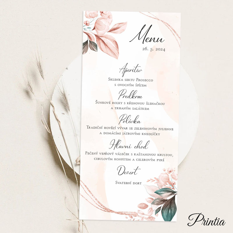 Floral wedding menu