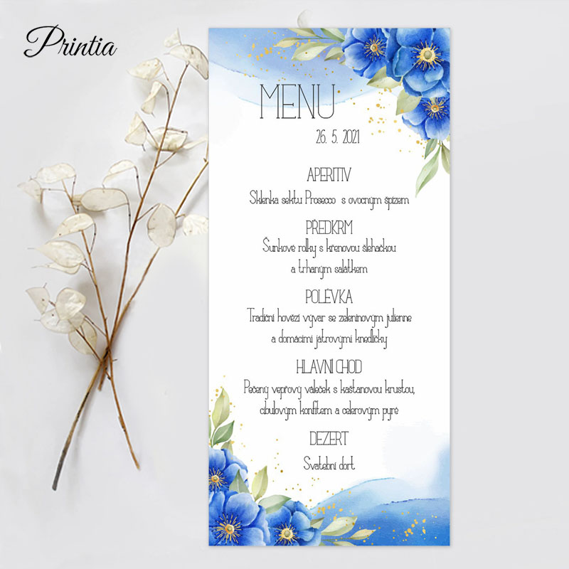 Blue wedding menu