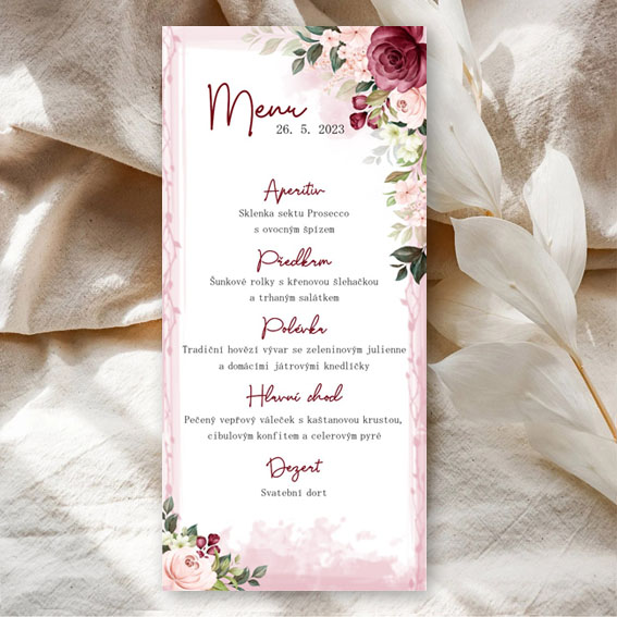 Burgundy wedding menu