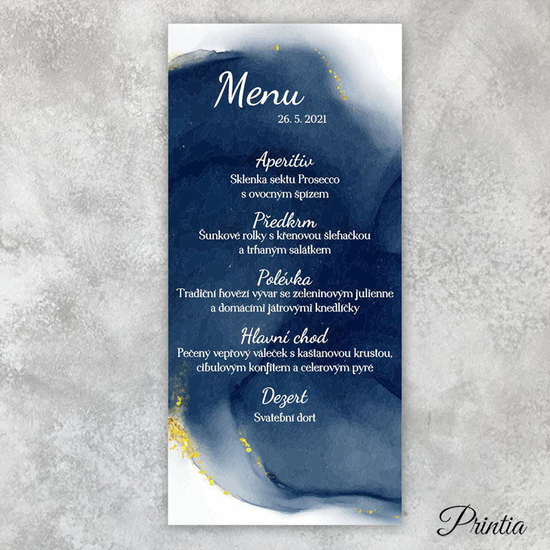 Blue wedding menu