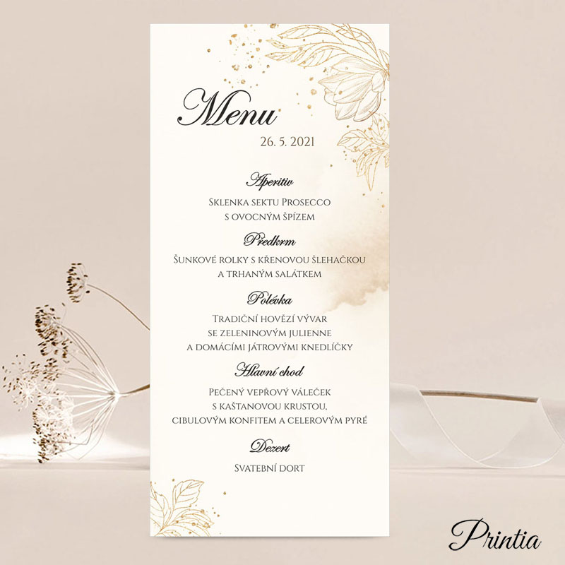 Krémové svatební menu
