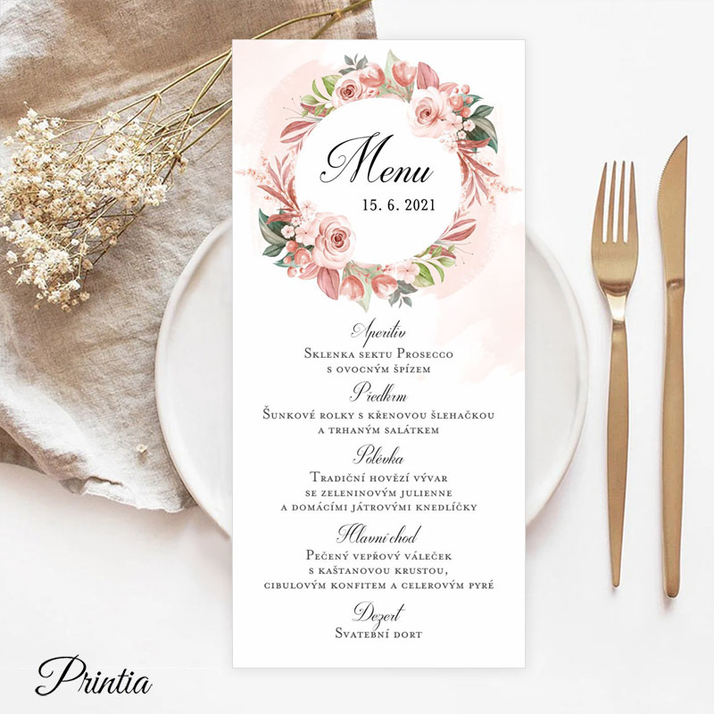 Svatební menu s květinami