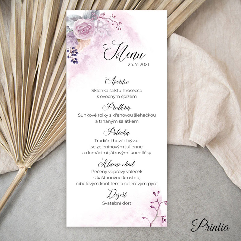 Floral wedding menu