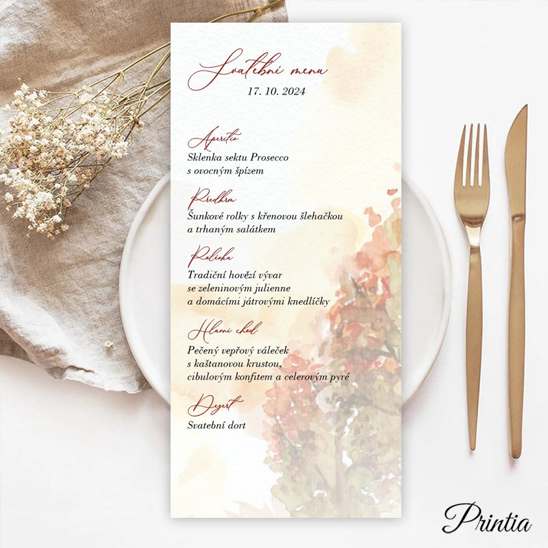 Wedding menu in autumn colors
