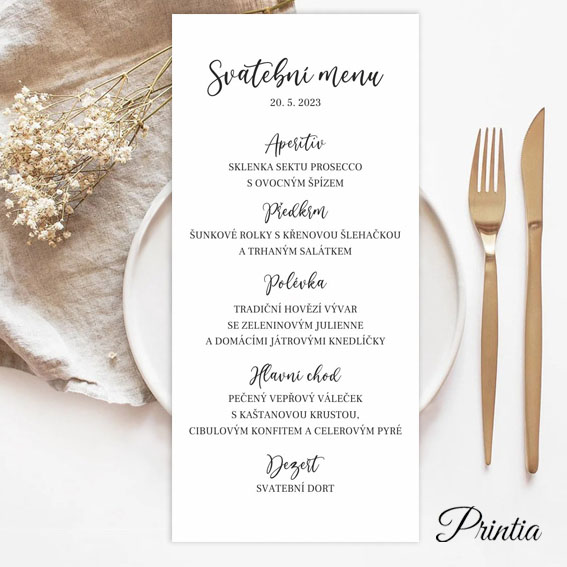 Simple wedding menu