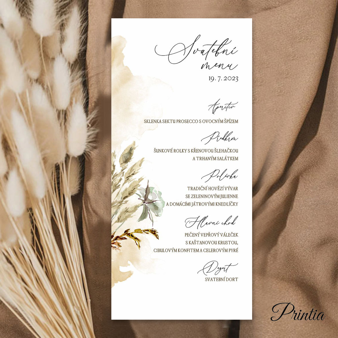 Floral wedding menu