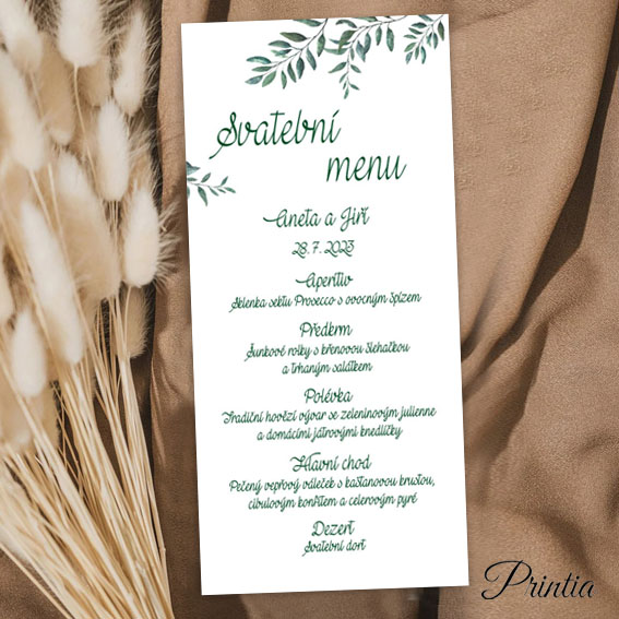 Wedding menu with branch