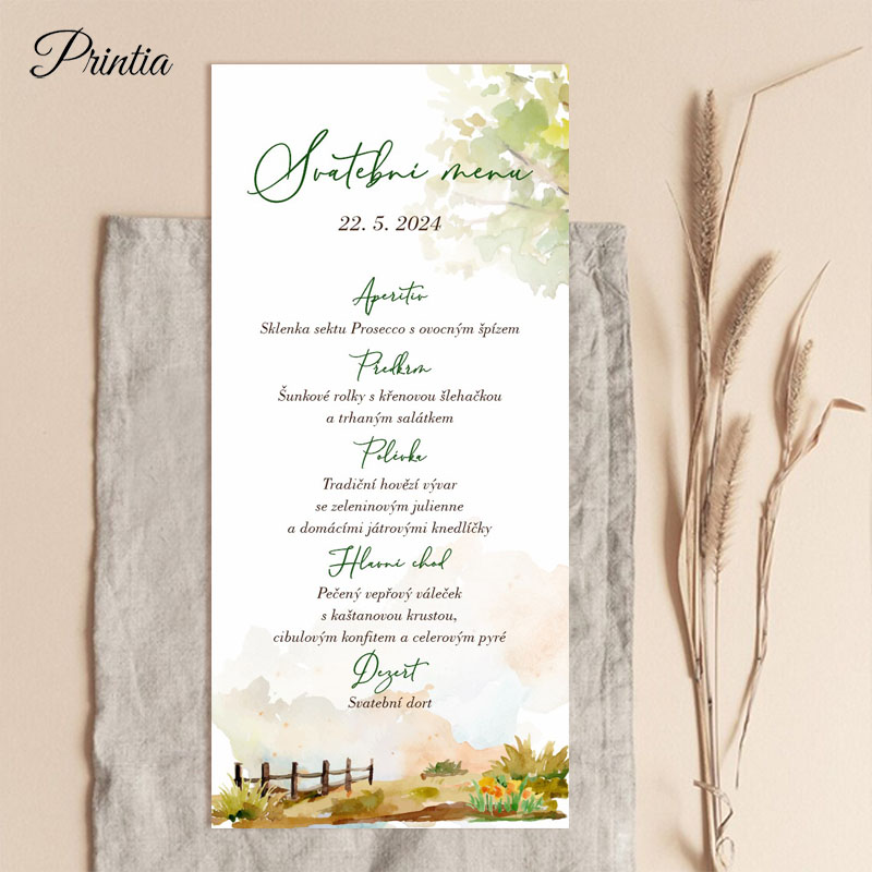 Wedding menu with a nature theme